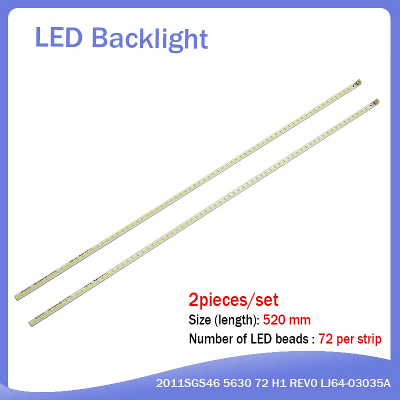 2 шт./лот 72 светодиода s 520 мм S LED 2011SGS46 5630 H1 REV0 фонарь Светодиодная лента 100%