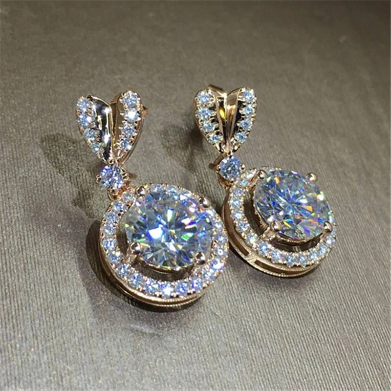 

Ladies Fashion Heart Shaped Diamond Earrings Jewelry Accessories