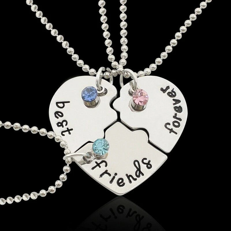 

2/3/4PCS/Set Heart Pendant Necklace For Children Necklace Choker Jewelry Chain Gift "Best Friends Forever" Necklace