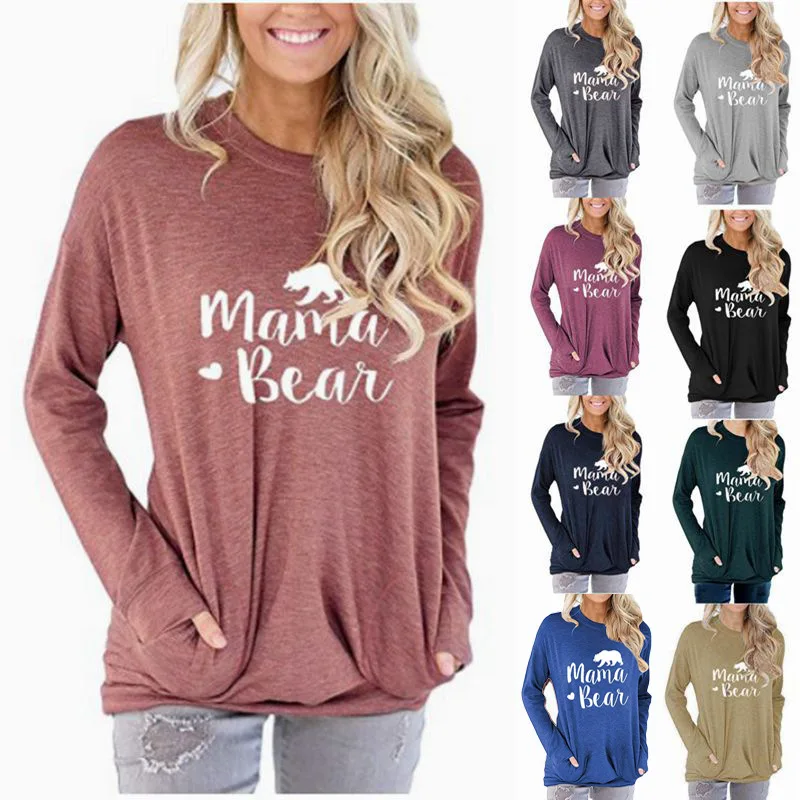 

Womens Casual Loose Letter Printed Crew Neck Long Sleeve Baggy T-Shirt Tee Pullover Blouse