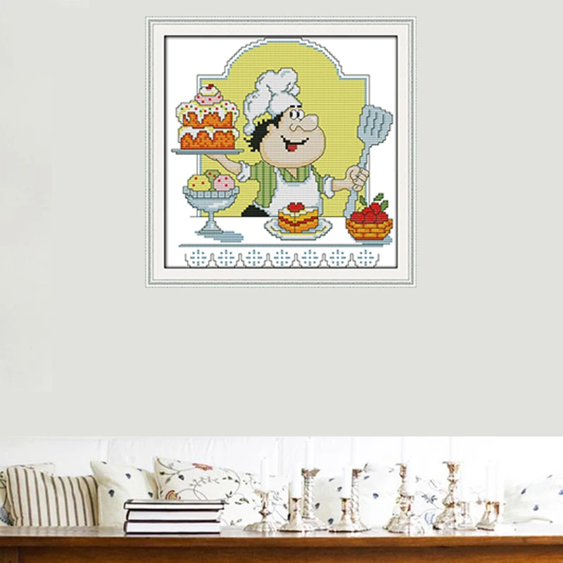 Humor chef кухонные украшения декор из мультфильма картины напечатанные на холсте DMC