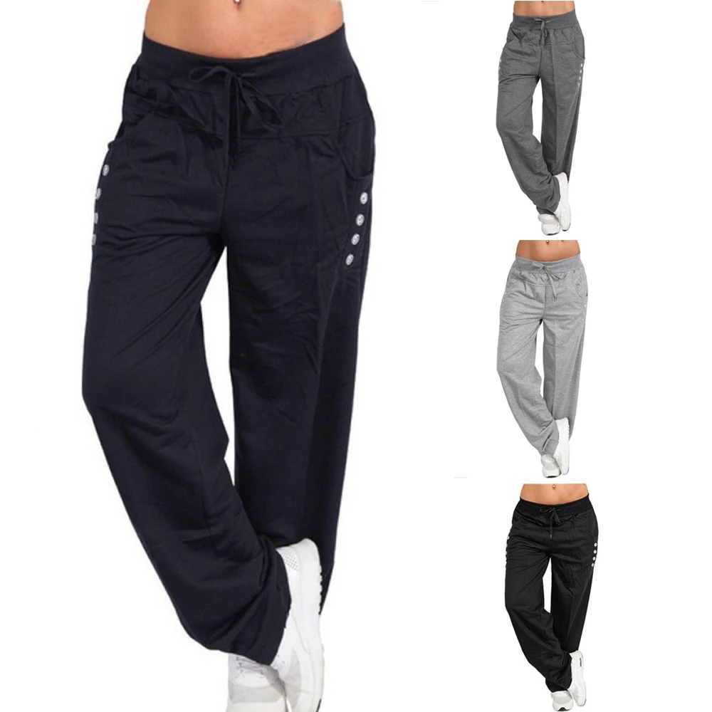 Sfit New Women Casual Loose Pants Sport Workout Trousers Fashion Pants Sportswear Fitness Drawstring Trousers Plus Size 5XL