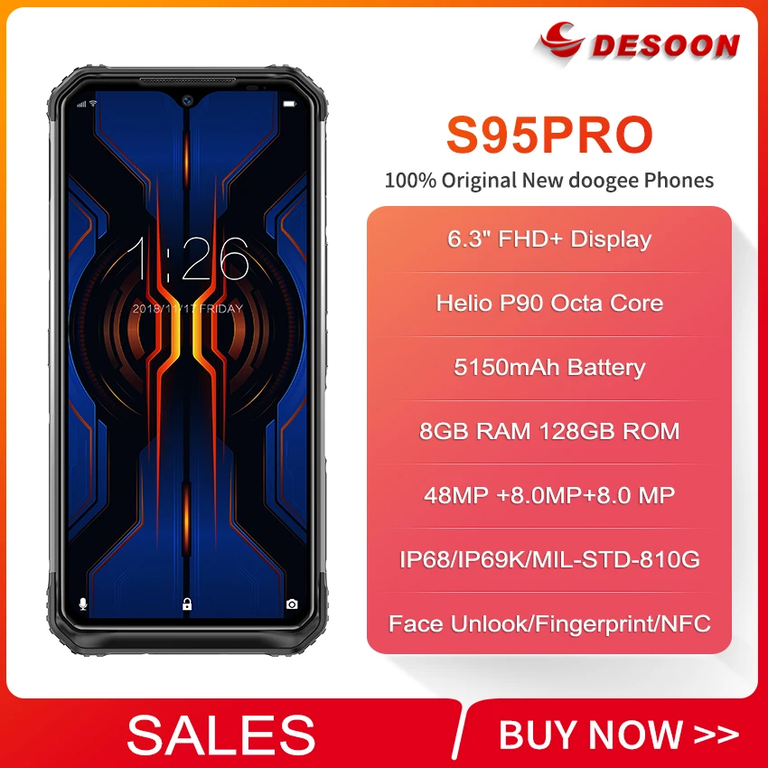 DOOGEE S95 Pro 6 3 ''Экран модуль прочный P68/IP69K мобильный телефон на процессоре Helio P90
