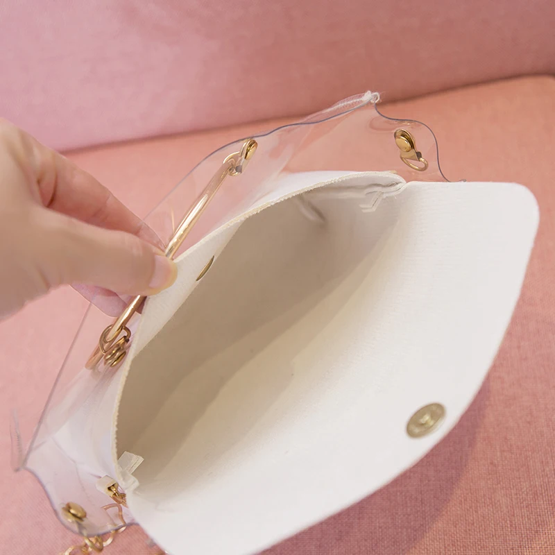 Прозрачная сумка из прозрачного ПВХ Маленькая женская на плечо через с цепочкой 2