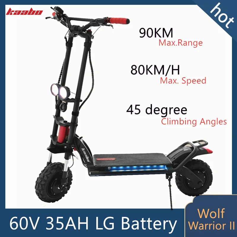 Коллекция 2021 года электроскутер Kaabo Wolf Warrior II самокат 11 дюймов 60 в 35 Ач аккумулятор