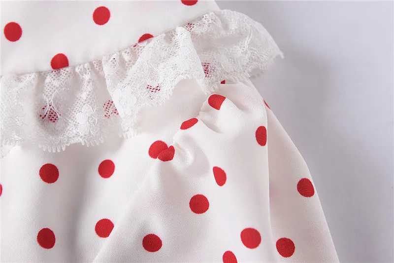 

2021 Spring Women's Polka Dot Dress Temperament Sweet Lapel Bow Tie Waist A-line Dress