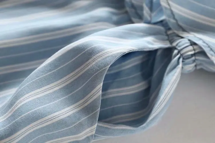 

European and American Wind Women's Summer New Striped Tencel Denim Sling Jumpsuit