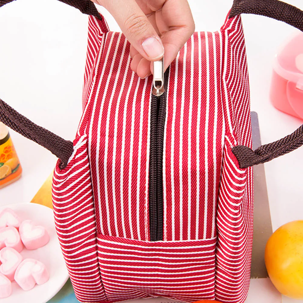 Полосатая сумка для ланча из ткани Оксфорд алюминиевой фольги плотная