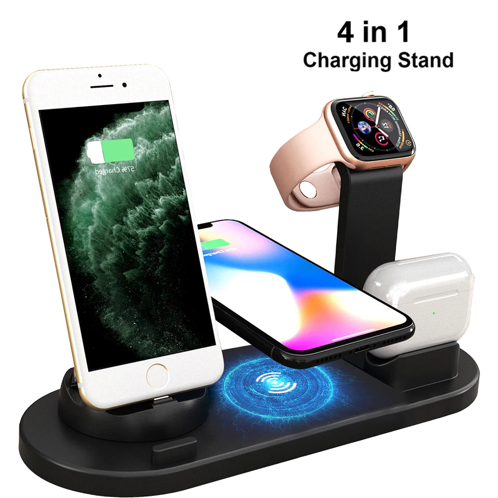 

Qi Wireless Charger 4 in 1 Apple Watch Charger Dock iphone Charging Station Micro Type C Stand Fast Charging For iphone 11 12