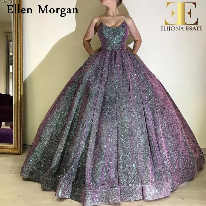 Блестящие Бальные платья для выпускного 2019 сексуальные на бретельках длинные в