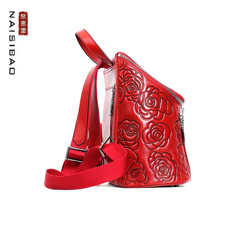 

NAISIBAO Women Genuine Leather Bag Real Cowhide Women's bag Luxury Designer Famous Brand Women's backpack For women backpack