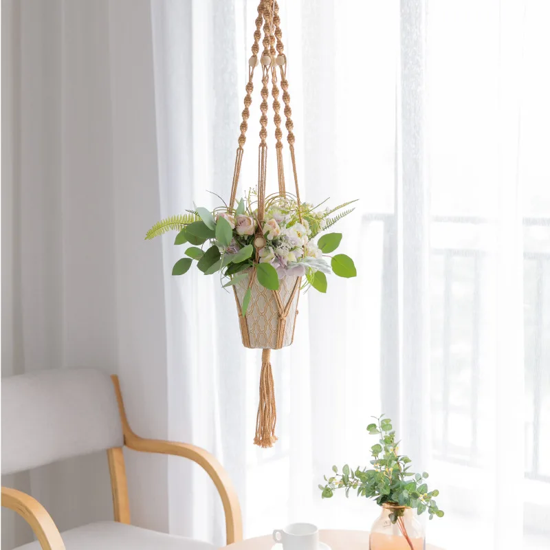 

100% Handmade Hanging Baskets Flowerpot Plant Holder Macrame Plant Hanger Indoor Wall Hanging Planter Holder Basket Decoration