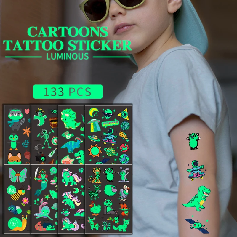 Светящиеся наклейки-татуировки для детей единорог Строительный набор