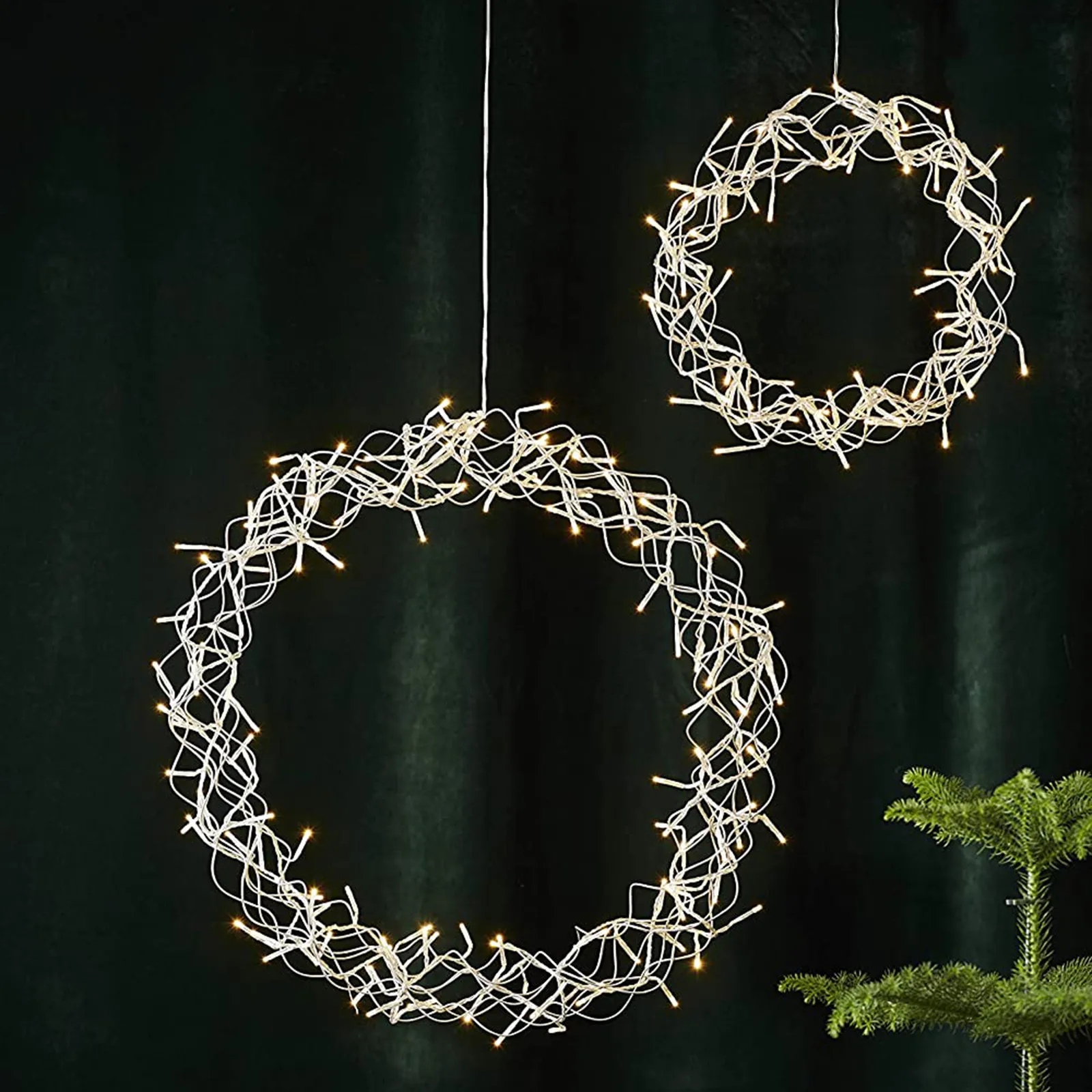 2pc LED Light Wreath 30cm Diameter Gold Wire Mesh With Warm White Lighting For Wedding Party Curtain Garden Decoration Wreat | Дом и сад