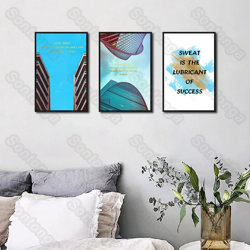 

Nordic Style Letter Building Art Poster Modern Home Decoration Sofa Simple Bedroom Bedside Canvas Painting Painting Creative