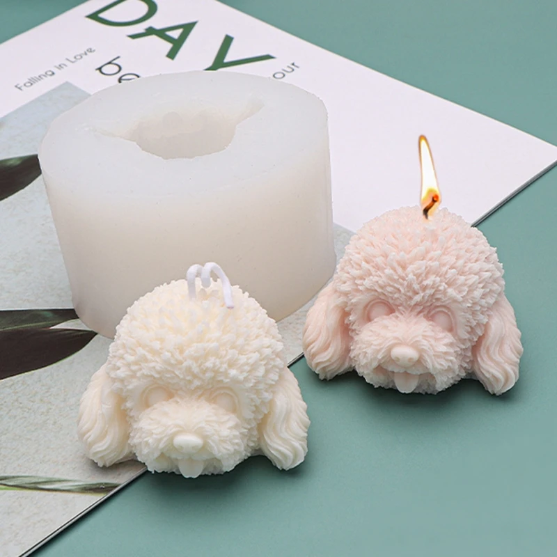 

Cute Dog Head Silicone 3D Soap Mould DIY Candle Epoxy Mold HandMade Soy Candles Aroma Wax Soap Molds for Decoration