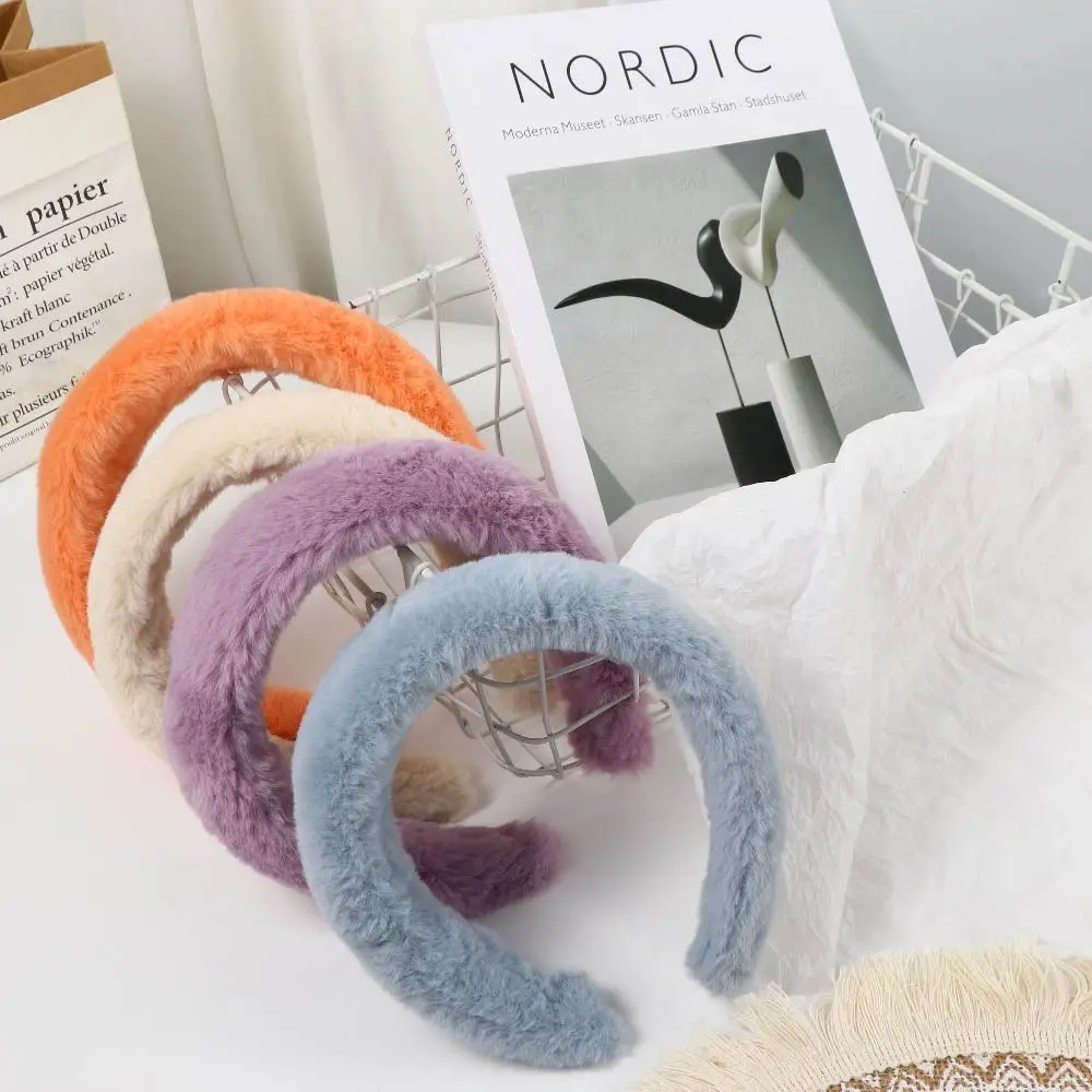 

Wide-Brim Imitate Rabbit Fur Soft Plush Fluffy Hair Accessories Hair Bands Women Head Hoop Korean Style Plush Hairbands