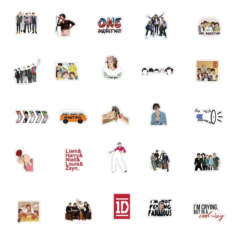 

10/50/100pcs One Direction Sticker Singer Harry Styles Louis Tomlinson Zayn Malik Decal for Suitcase Guitar Skateboard Helmet