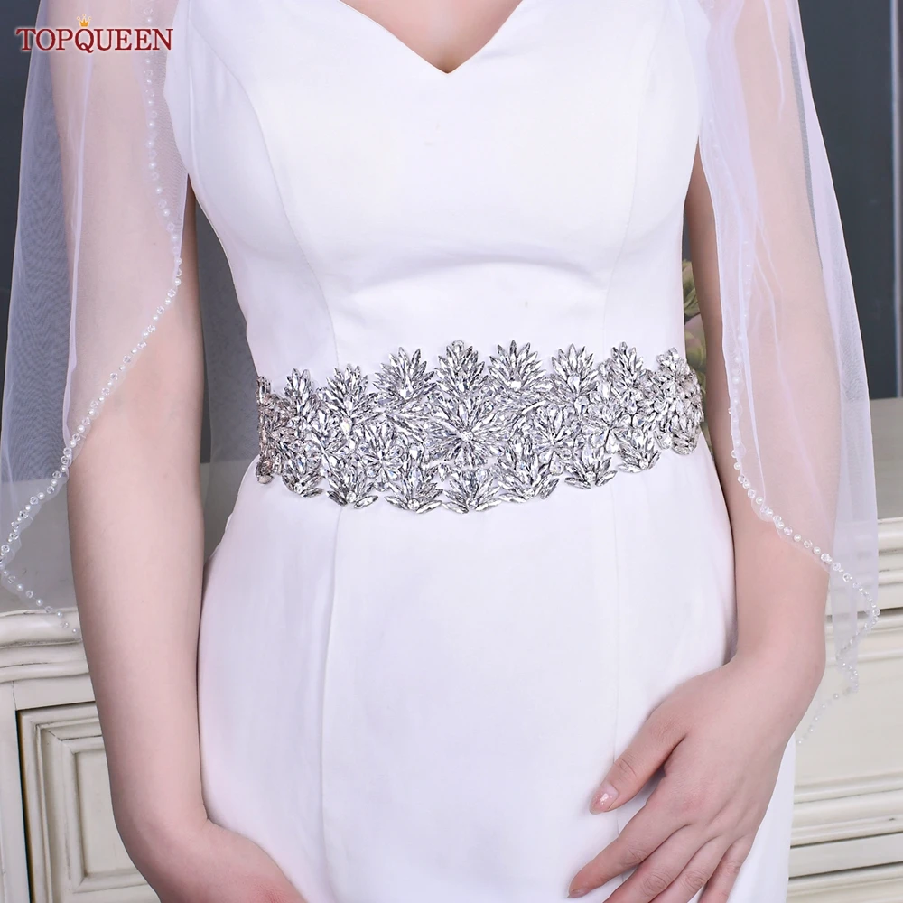 

TOPQUEEN S15 Wedding Dress Belt Sparkly Jewel Belts for Women Dresses Bridesmaid Belts Beaded Belt Female Belt Bridal Waist Sash