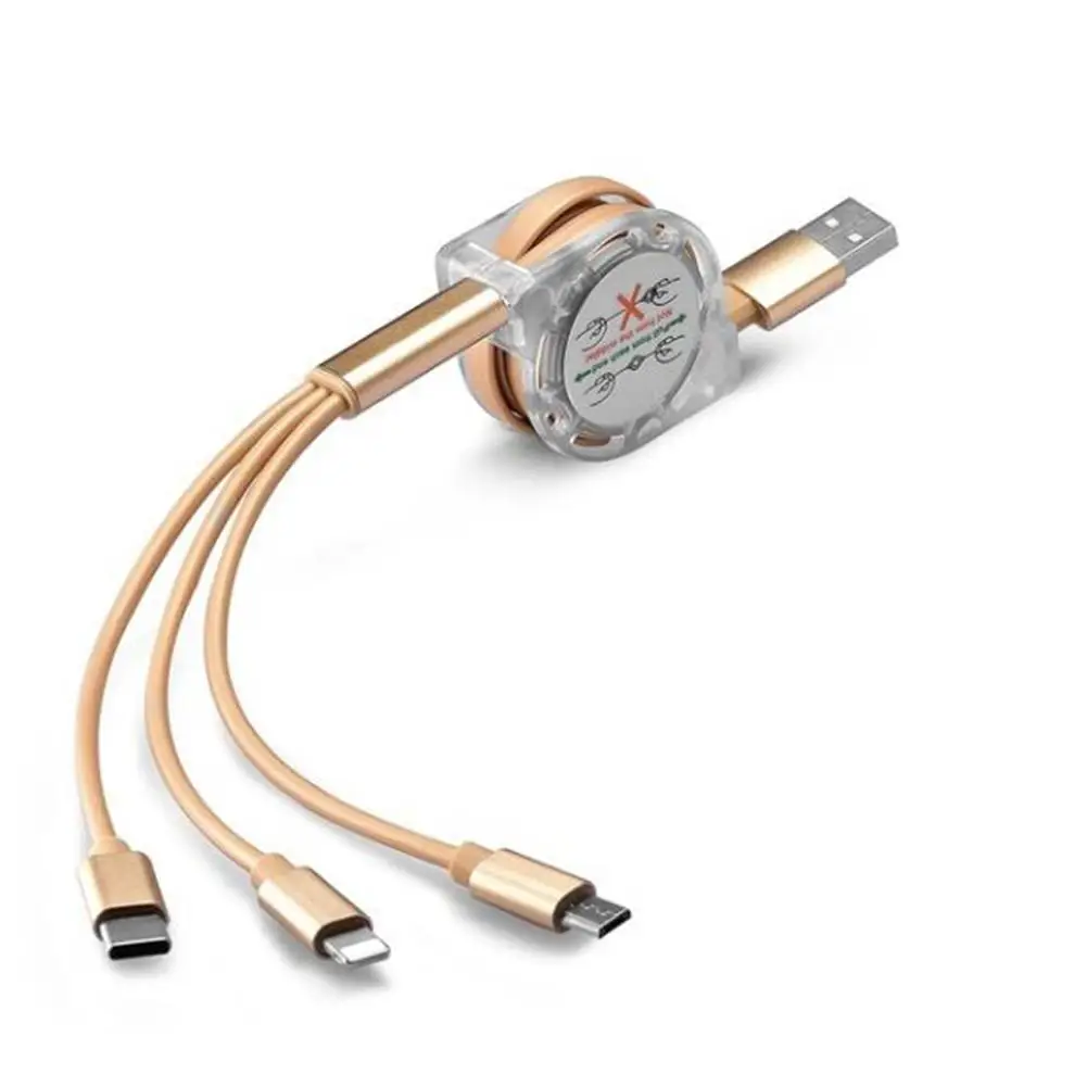Зарядный кабель 3 в 1 Тип C USB Android кабели с тремя-в-одном для зарядки мобильного