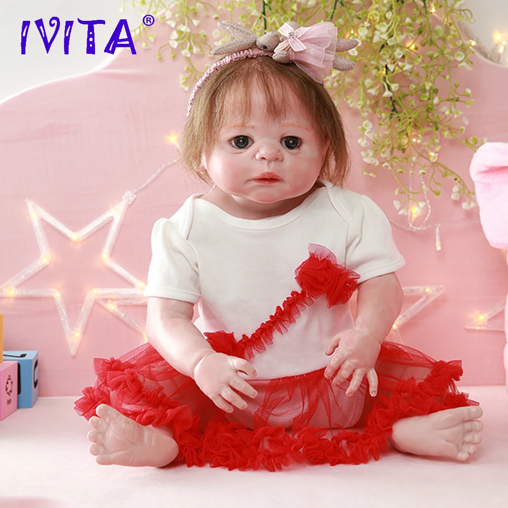 IVITA DS1814 полностью силиконовая кукла реборн Реалистичная виниловая новорожденная
