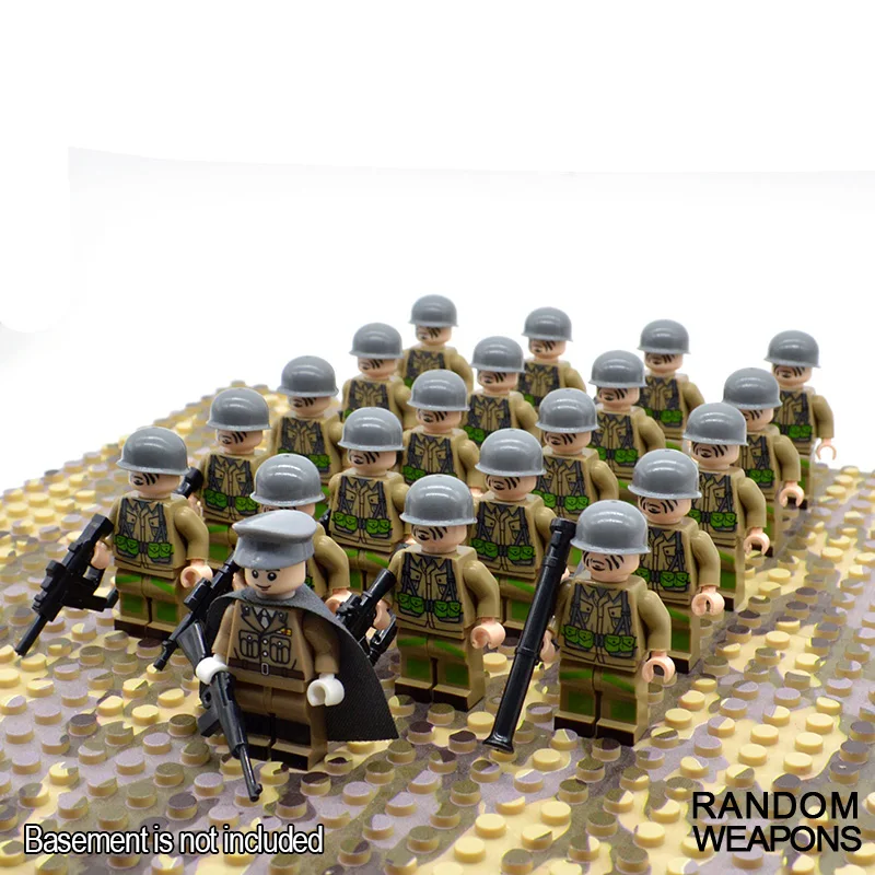 21pcs US Troops 21 шт./компл. WW2 Армия легоs Военные строительные блоки Франция, Италия Япония Великобритания Китай маленький солдат полицейский оружие Кирпичи Игрушки - Цвет: 21pcs US Troops