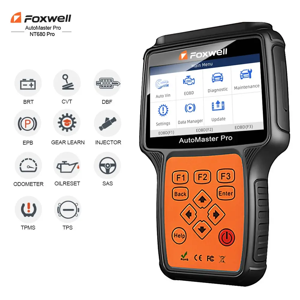Foxwell NT680 pro все системы s диагностический сканер с масляный светильник/сервис