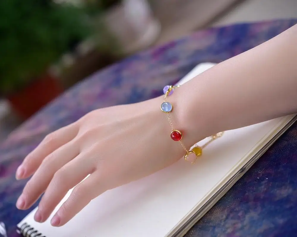 Чистый натуральный Халцедон Браслет отборное сырье классический дизайн. Большое