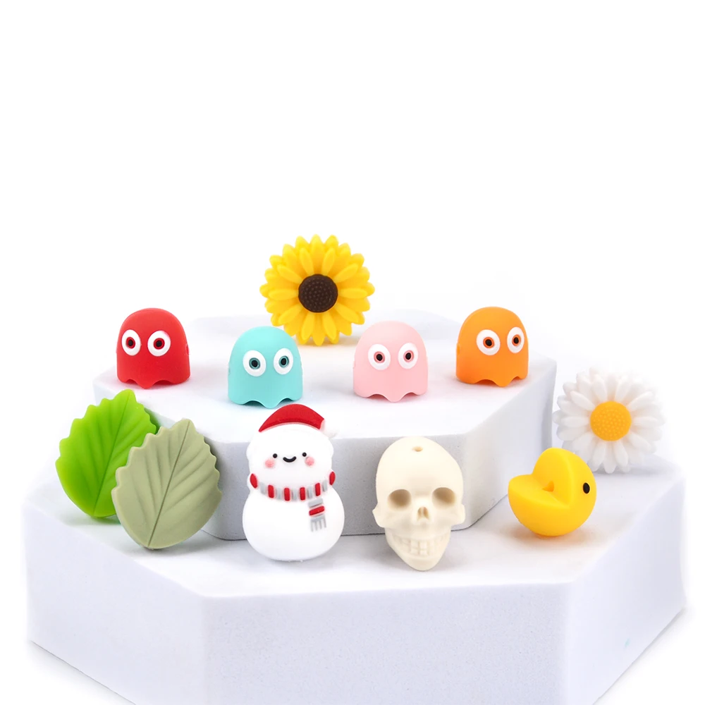 

LOFCA 10 шт. силиконовые бусины в форме листьев маргаритки пищевой Прорезыватель не содержит Бисфенол А DIY Детская игрушка для прорезывания зуб...