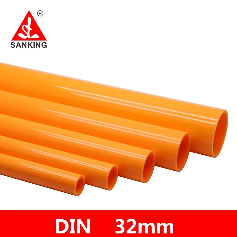 

Sanking 32mm UPVC Orange Pipe PVC Pipe Coupling Water Supply Fish Tank PVC Pipe Joints Aquarium Drainpip