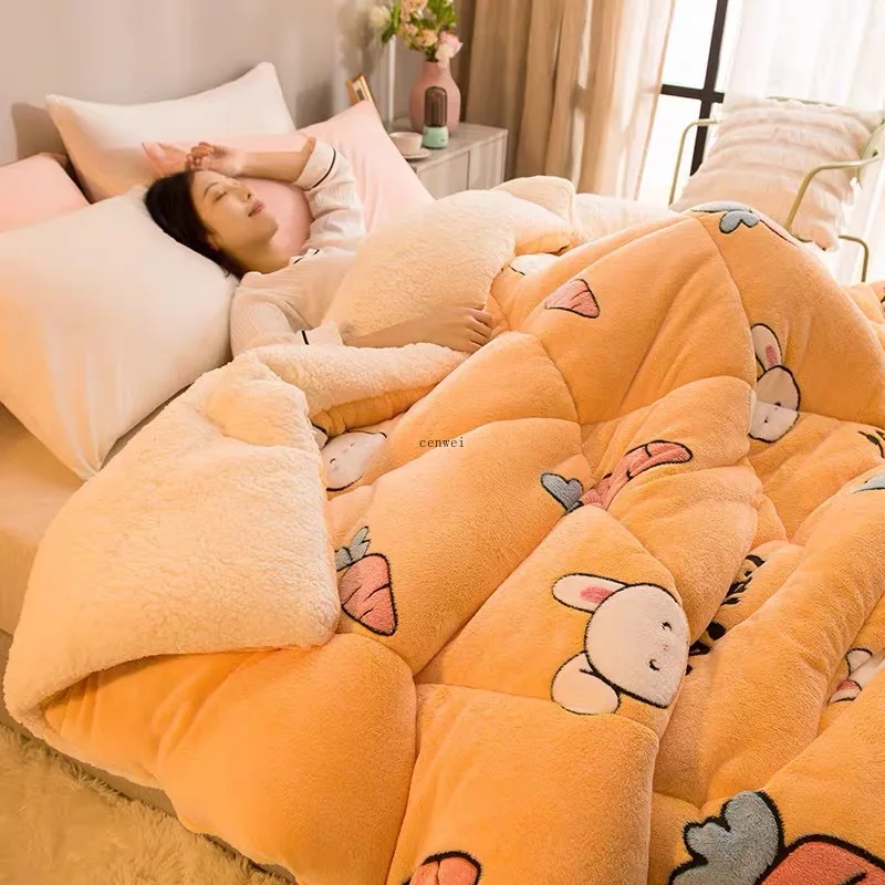Super Warm Lamb Quilt Winter Blanket Double-sided Velvet Thickened Autumn Spring Plush Comforter Core | Дом и сад