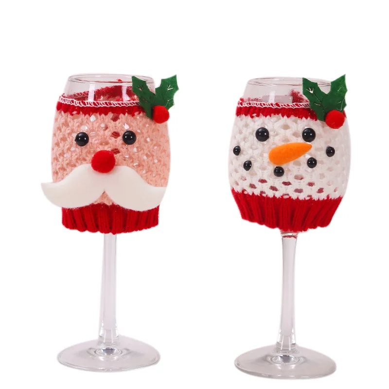 Новинка 2020 Рождественская Милая пряжа бокал для вина крышка бутылки Санта Клаус