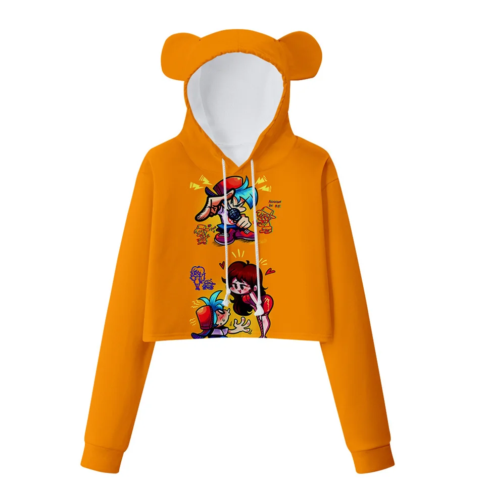 

Friday Night Funkin Cropped Hoodies Fashion Kawaii Bear Ears Hoodie Sweatshirt Women Cute Stylish Sexy Crop Top Jacket