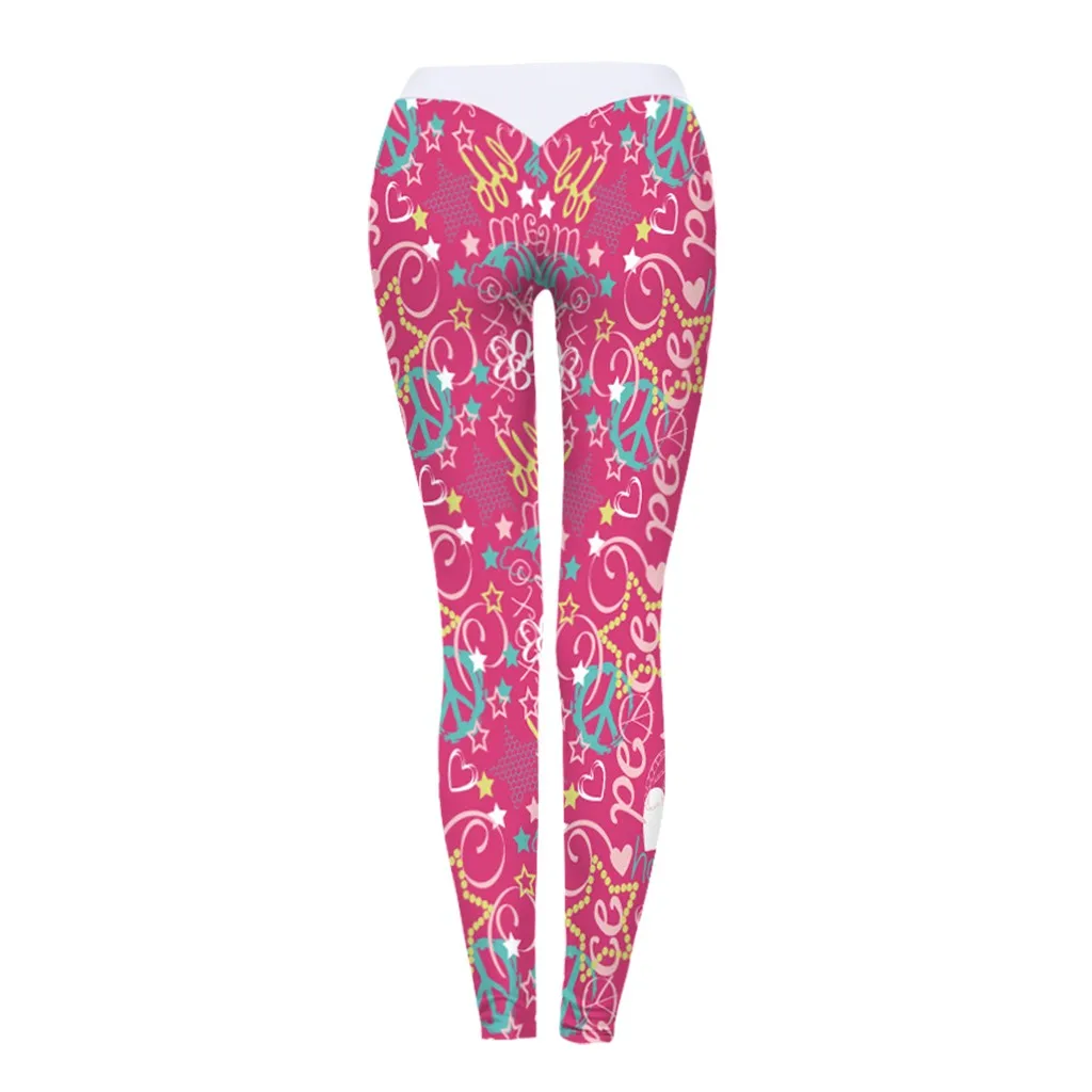 Женские повседневные леггинсы с высокой талией штаны для йоги принтом в форме