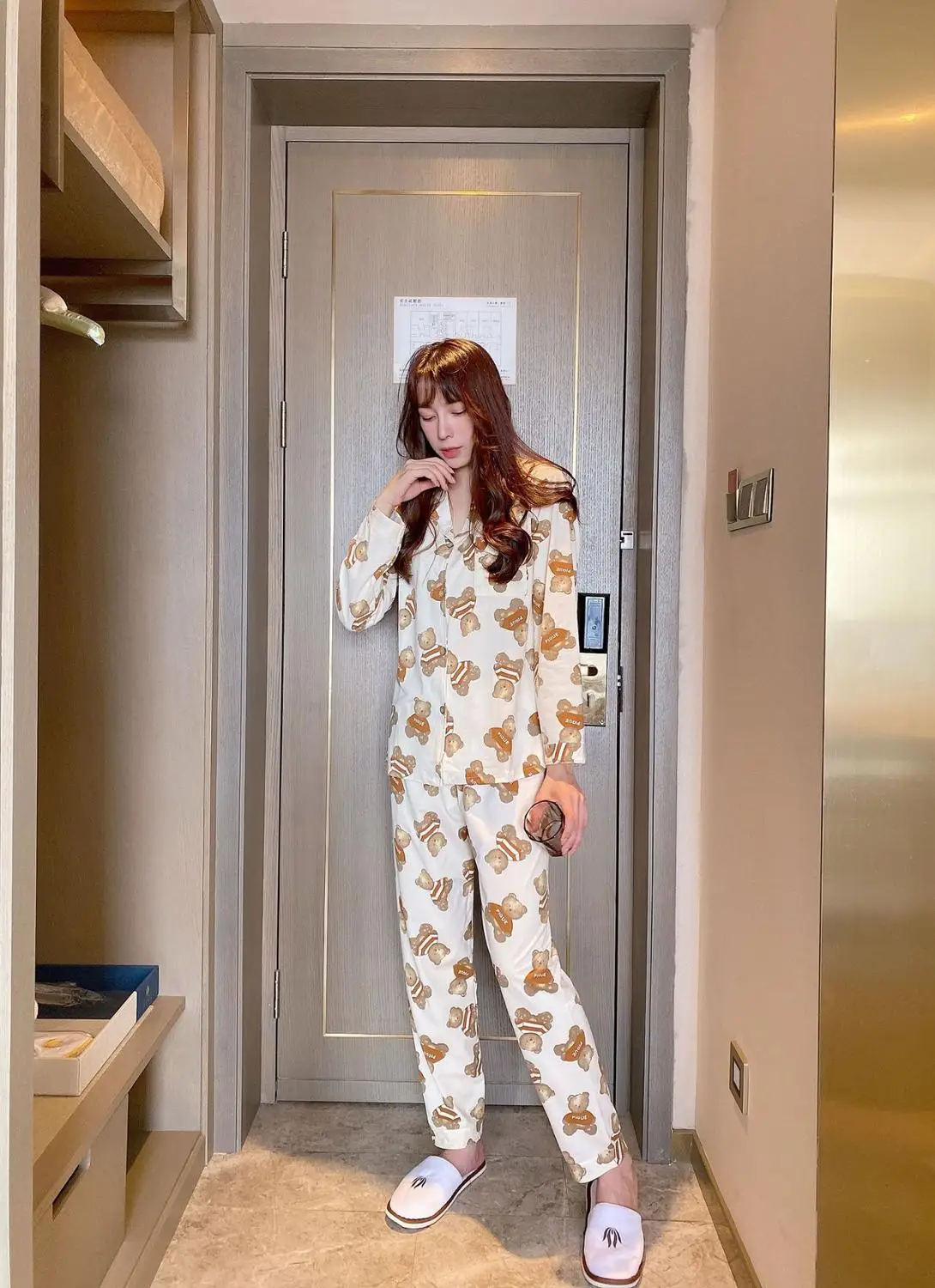 Women pajamas set Women lovely Pyjamas Female Pajama Set Long Sleeve Cartoons Full Trousers soft Two Piece Autumn And Winter