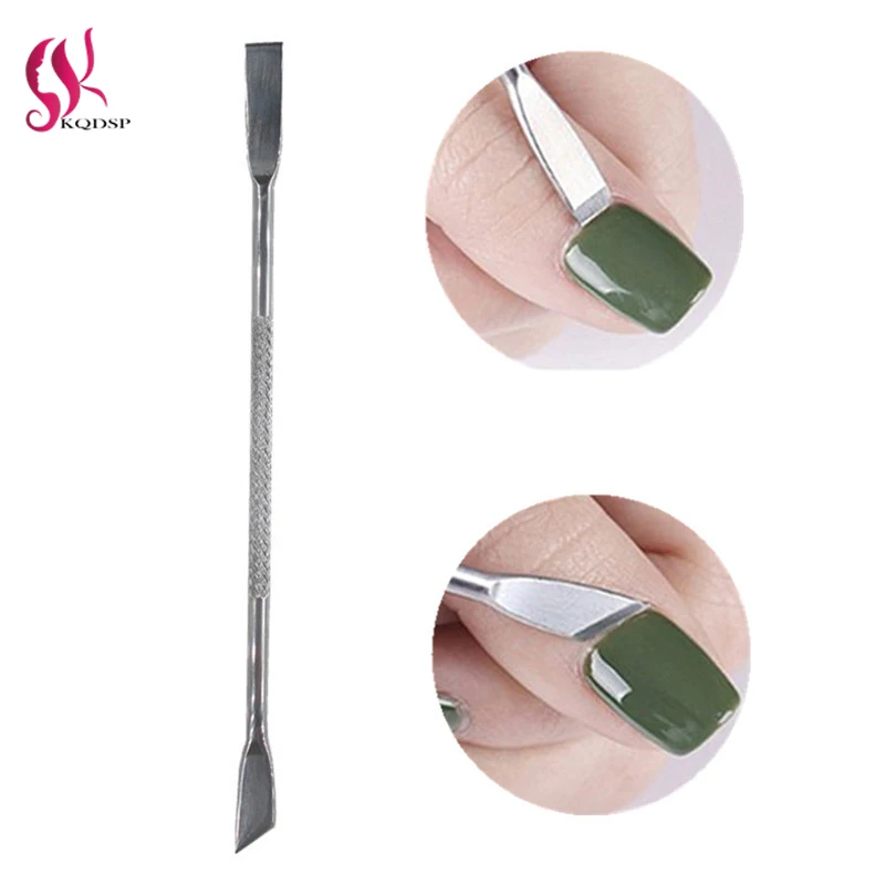 

3D Stainless Steel Silver Nail Art Double-Ended Cuticle Pusher Cleaner Care Dead Skin Push Remover Pedicure Manicure Accessories