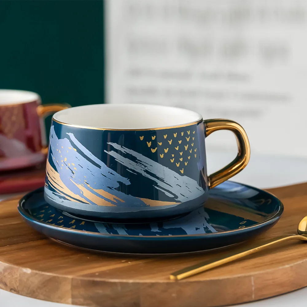 Керамическая кофейная чашка с золотым ободком кофейные кружки креативная