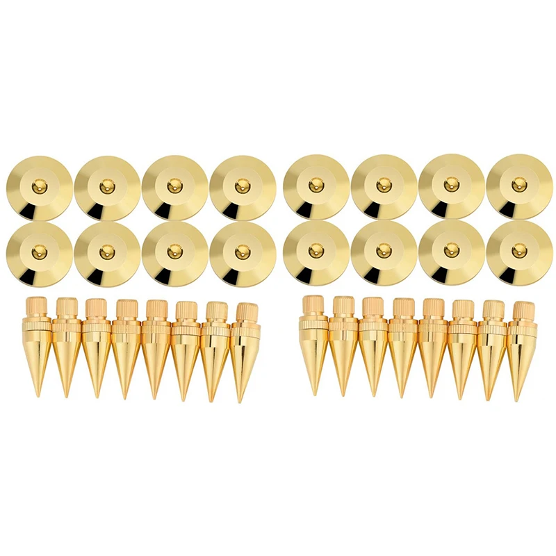 

16 Pairs 6 x 36mm Copper Speaker Spike Isolation Stand + Base Pad Feet Mat Speaker Isolation Speaker Isolation Pads