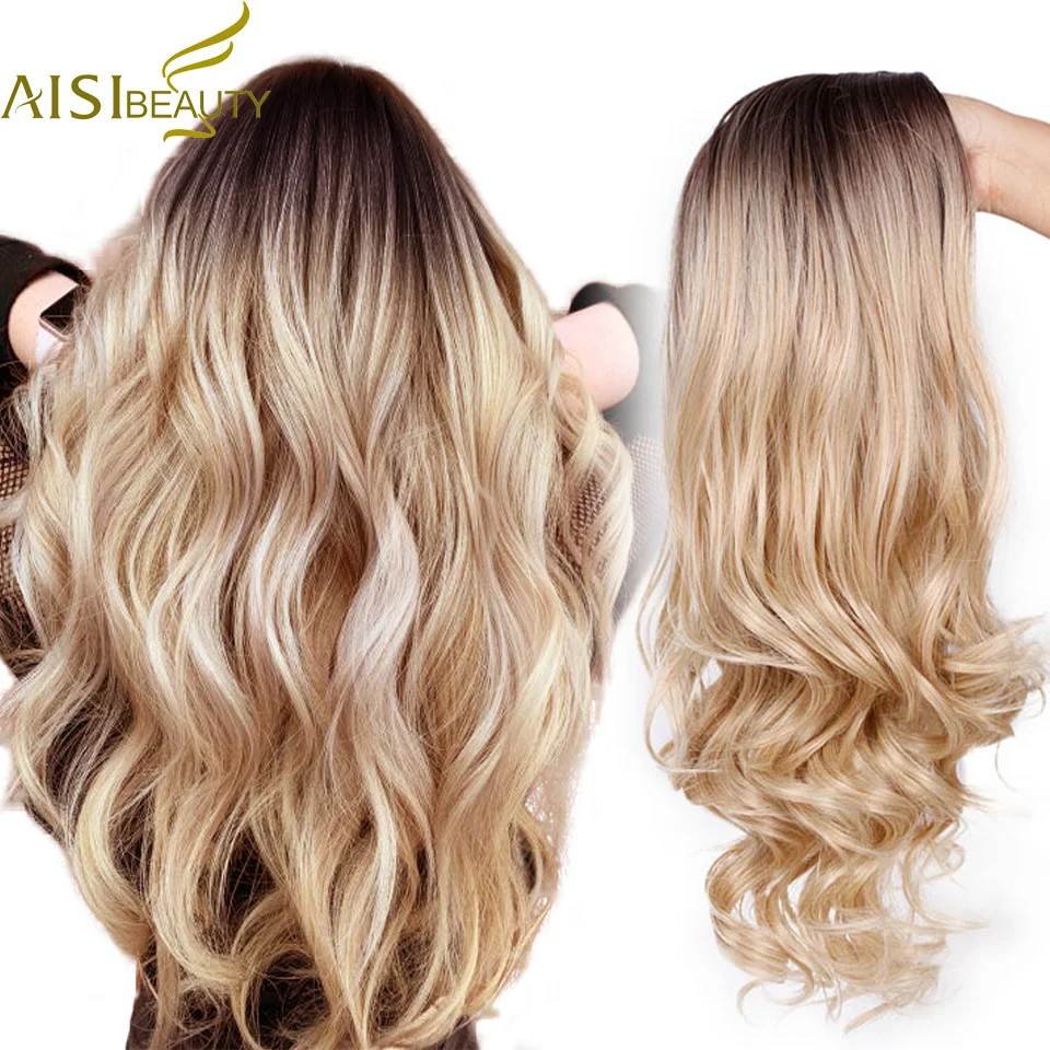 AISI BEAUTY Ombre длинные светлые коричневые волнистые парики для женщин синтетические Черные Серые Красные Женские Повседневные Вечерние термостойкие накладные волосы