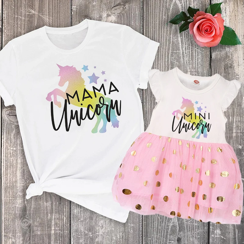 

1pc Mommy Me Unicorn Outfit Mom Child Matching outfits Mama unicorn mini unicorn family matching suits for gift