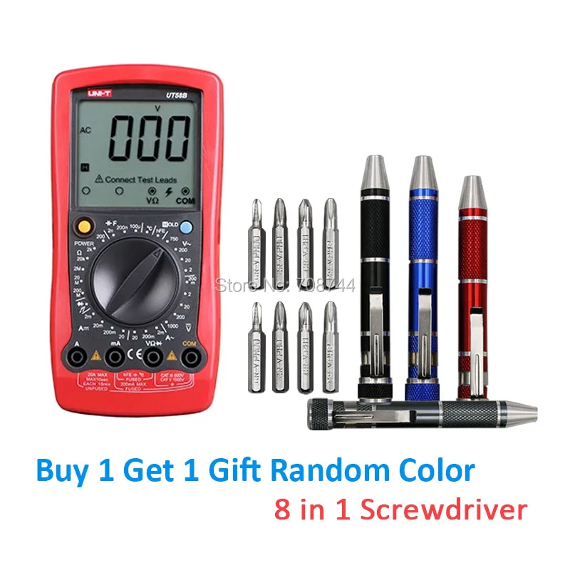 UNI T UT58B Электрический цифровой AC DC мультиметр напряжение тока темп Ом|multimeter ohms|dc to
