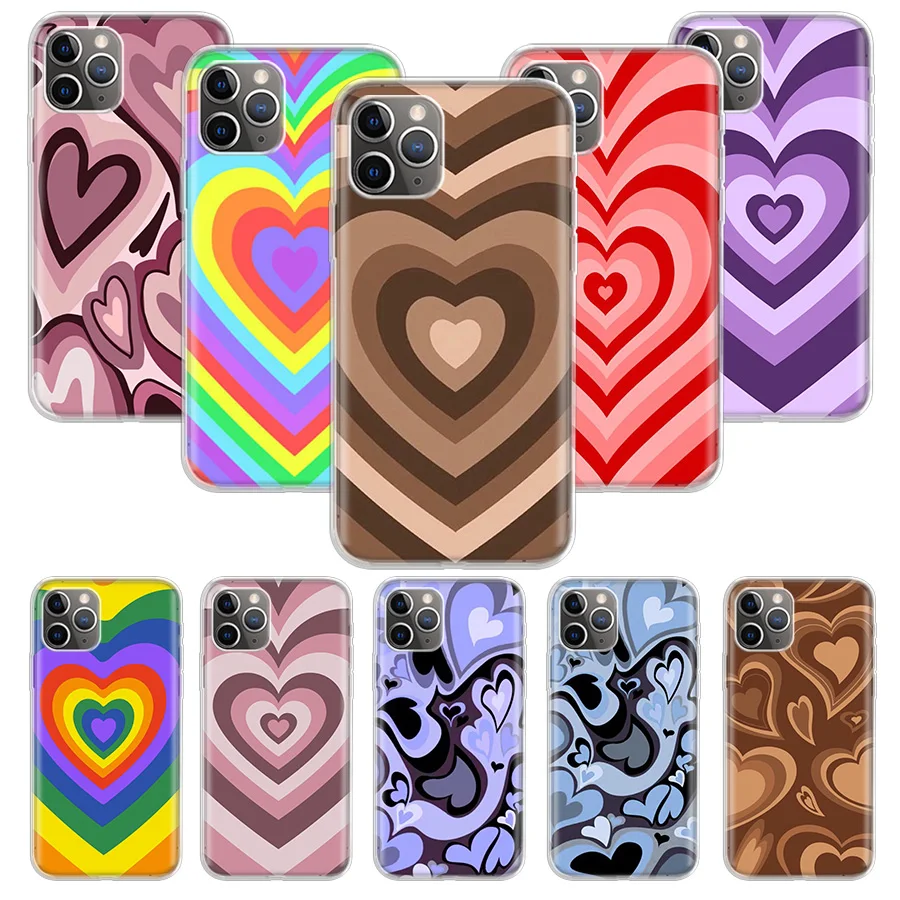 

Heart Circle Case Coque For iPhone 11 12 Pro Max 13 Mini XR X XS Max 7 8 6 6S Plus Soft Clear Cover Funda Capa