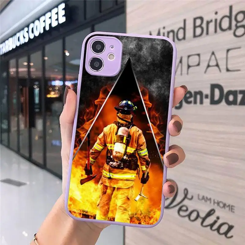 

Firefighter Heroes Fireman Phone Cases Matte transparent For Purple iPhone 12 Mini 11 Pro XR XS Max 7 8 Plus X Back Cover