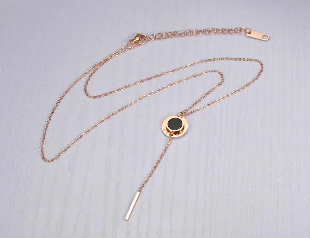 ЗооМанго 316L Нержавеющая сталь Любовь Кисточка Подвески Ожерелья Ювелирные изделия Роскошные Розовое золотое цветное ожерелье с черной раковиной для девочки ZN17047.