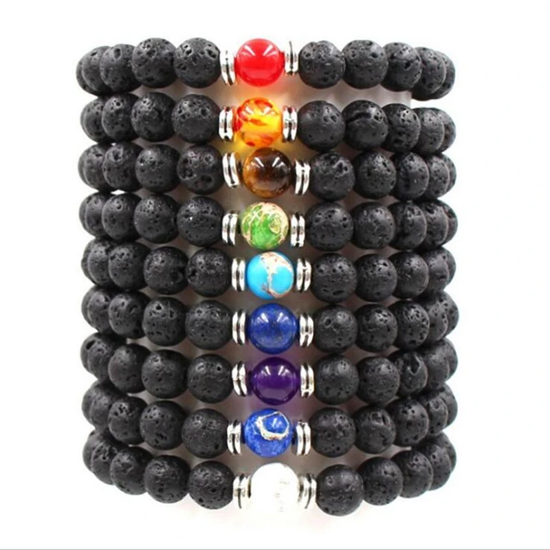 

Bracelet Crown Bracelets For Women Charm Volcanic rock Stone Beads Men Jewelry Pulseira Masculina Bileklik Pulseira Feminina