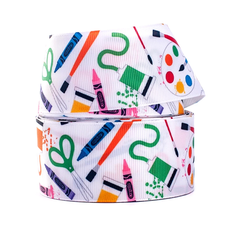 Корсажная/атласная лента 5Yards1 с принтом назад в школу 6 мм/25 мм/38 мм/50 мм/75 мм для