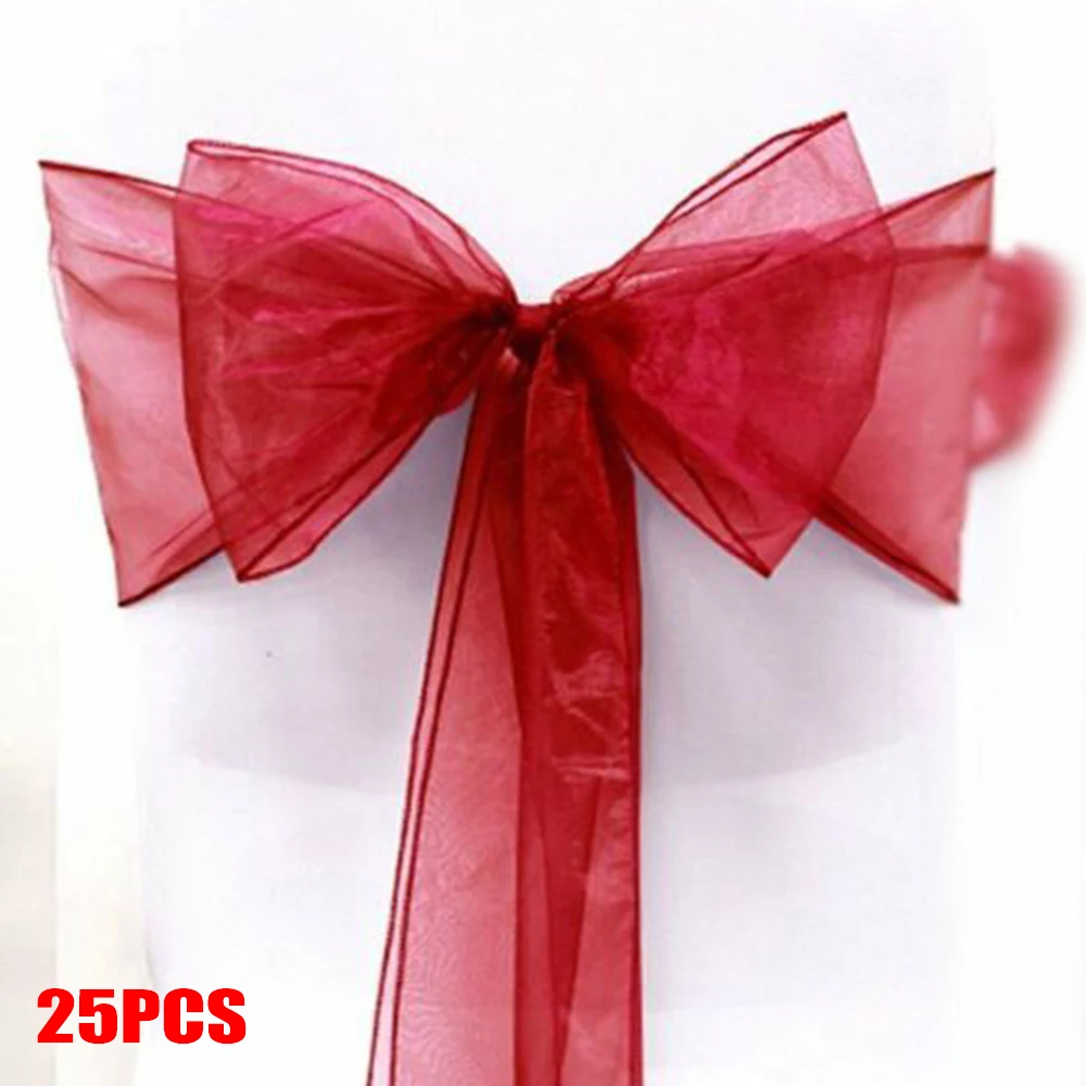 25 шт. бантик органза пояс Чехол для стула более широкие банты Свадебная вечеринка