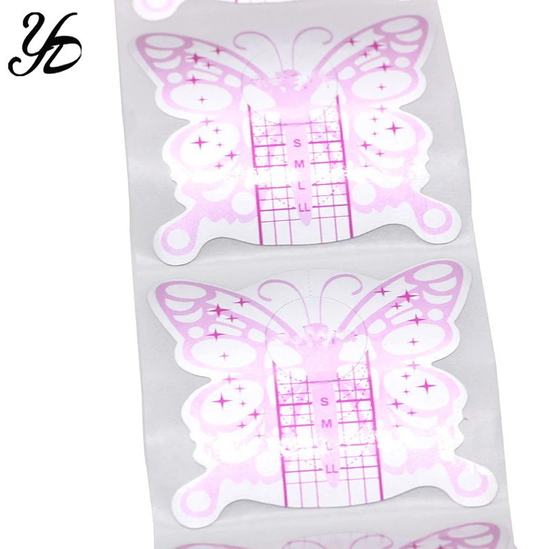 100 шт. профессиональная самоклеящаяся Форма для ногтей с бабочками руководство