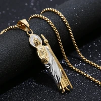 63mm stainless steel jude thaddeus pray charm pendants necklaces cross jesus crucifix bible prayer christian for men gifts 24