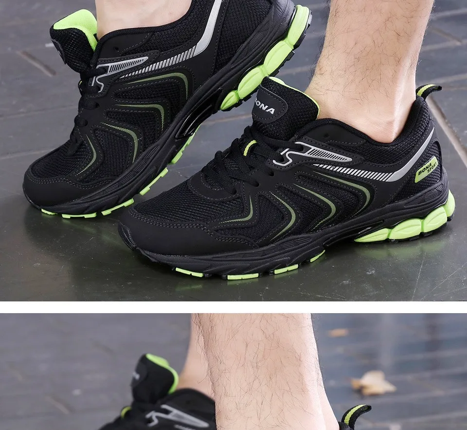 BONA Zapatos de hombre, мужские кроссовки, на шнуровке, дышащие, удобные, уличные, для мужчин, красивые тренды, спортивные кроссовки
